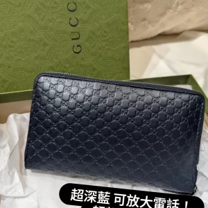 Gucci Microguccissima Pattern Navy Leather Wallet