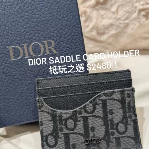 Dior Saddle Card Holder in Dark Grey